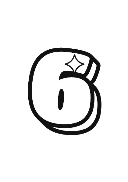 Printable bubble number 6 outline on a full page