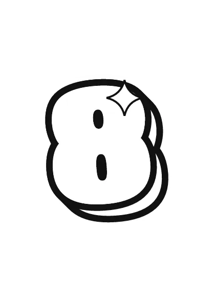 Printable bubble number 8 outline on a full page