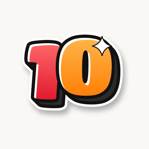 10 in rainbow bubble numbers with a 3D shadow
