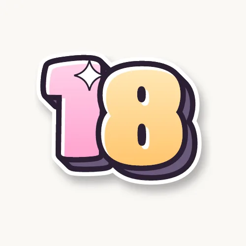 18 in pastel bubble numbers with a 3D shadow