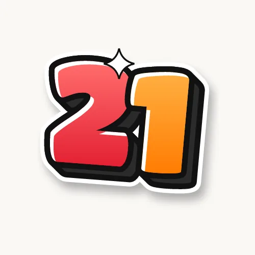 21 in rainbow bubble numbers with a 3D shadow