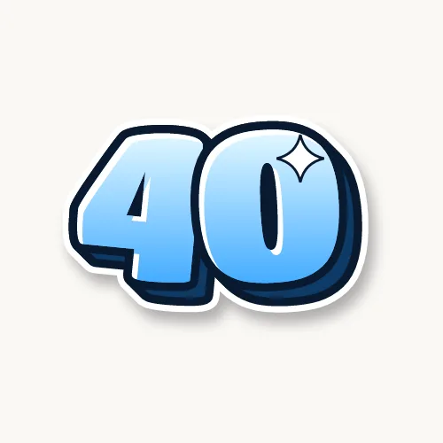 40 in light blue bubble numbers with a 3D shadow