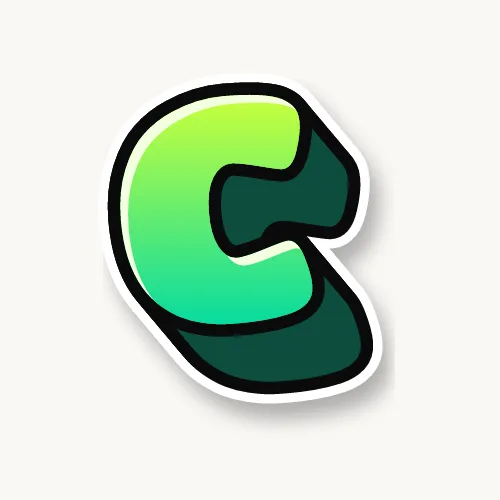 3D bubble letter C with a deep block and drop shadow