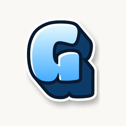 3D bubble letter G with a deep block and drop shadow
