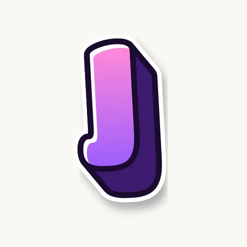 3D bubble letter J with a deep block and drop shadow