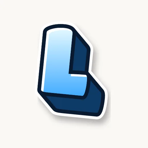 3D bubble letter L with a deep block and drop shadow