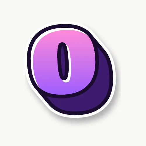 3D bubble letter O with a deep block and drop shadow