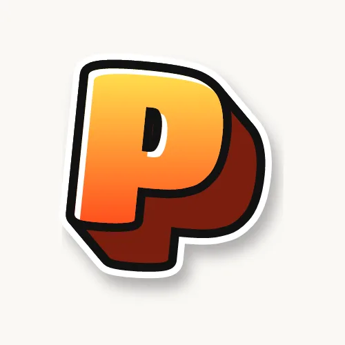 3D bubble letter P with a deep block and drop shadow