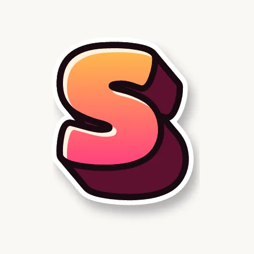 3D bubble letter S with a deep block and drop shadow