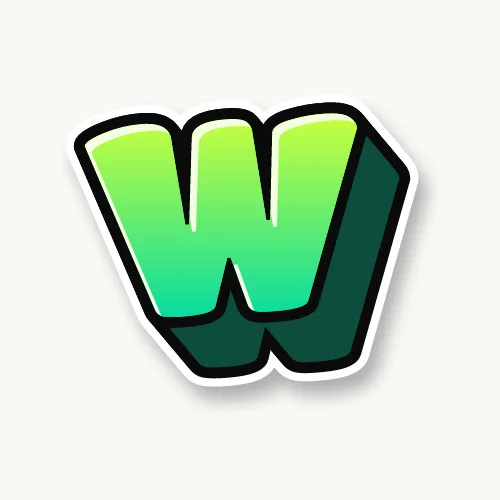 3D bubble letter W with a deep block and drop shadow
