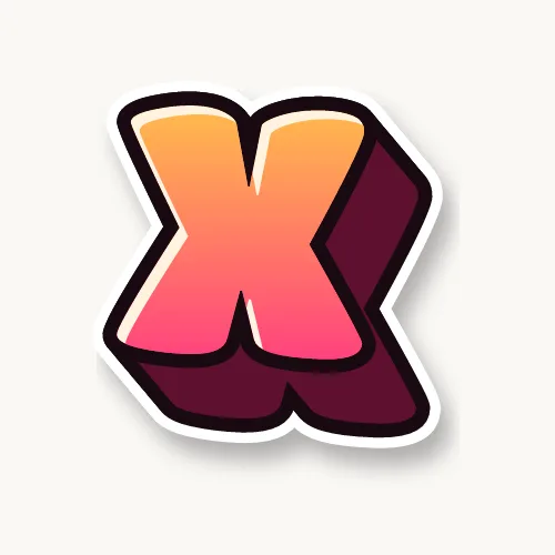 3D bubble letter X with a deep block and drop shadow