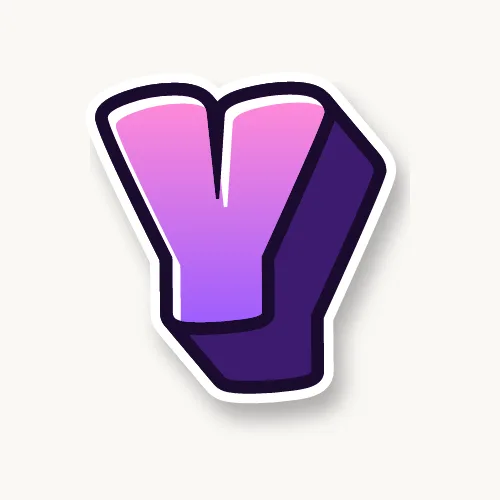 3D bubble letter Y with a deep block and drop shadow