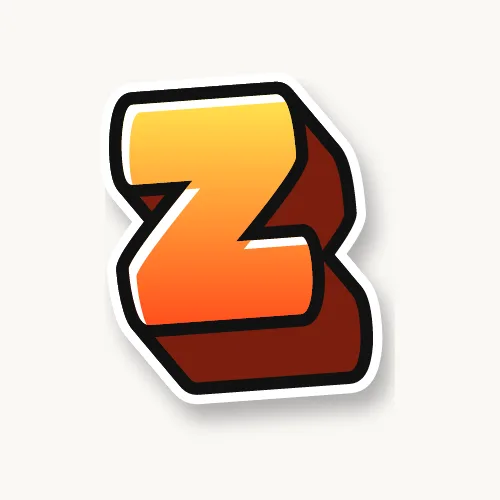3D bubble letter Z with a deep block and drop shadow