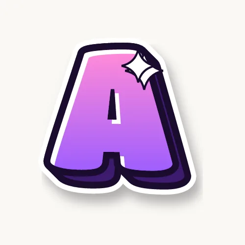 Cute bubble letter A with sparkles