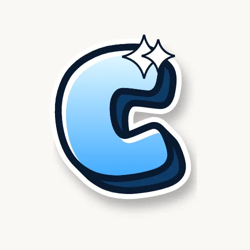 Cute bubble letter C with sparkles