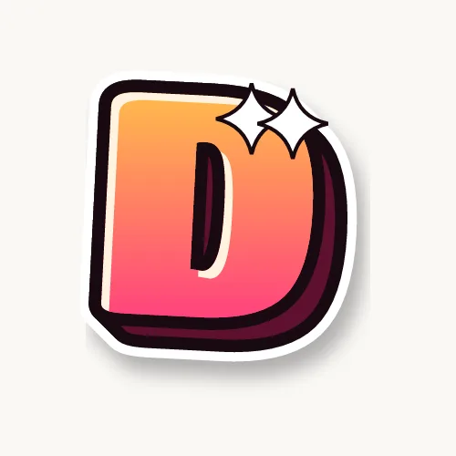 Cute bubble letter D with sparkles