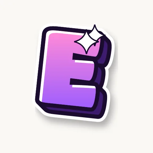 Cute bubble letter E with sparkles