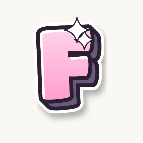 Cute bubble letter F with sparkles