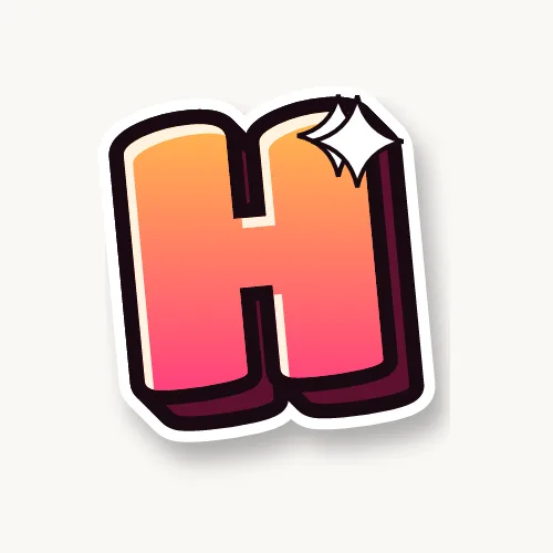 Cute bubble letter H with sparkles