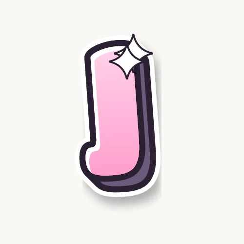 Cute bubble letter J with sparkles