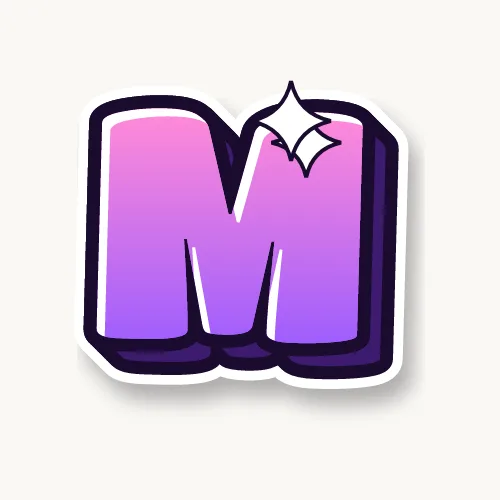 Cute bubble letter M with sparkles