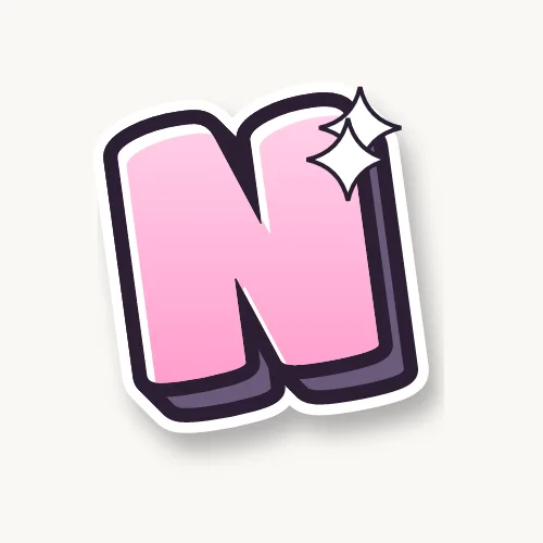 Cute bubble letter N with sparkles