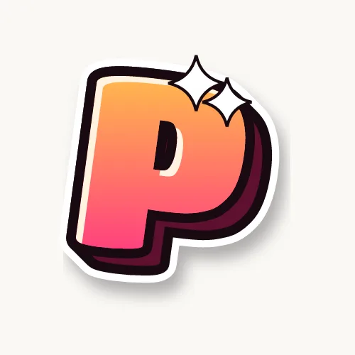 Cute bubble letter P with sparkles