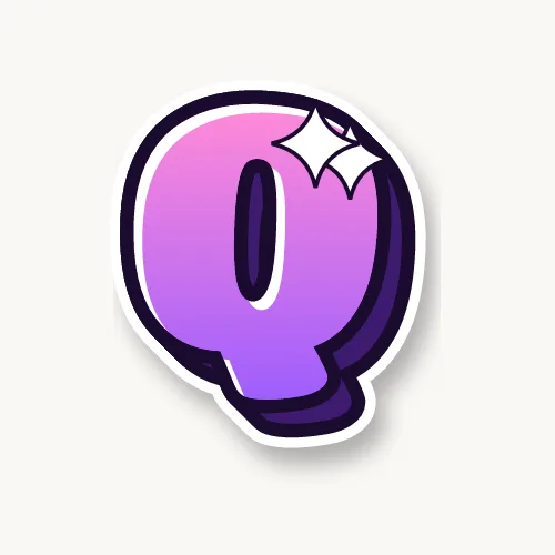 Cute bubble letter Q with sparkles