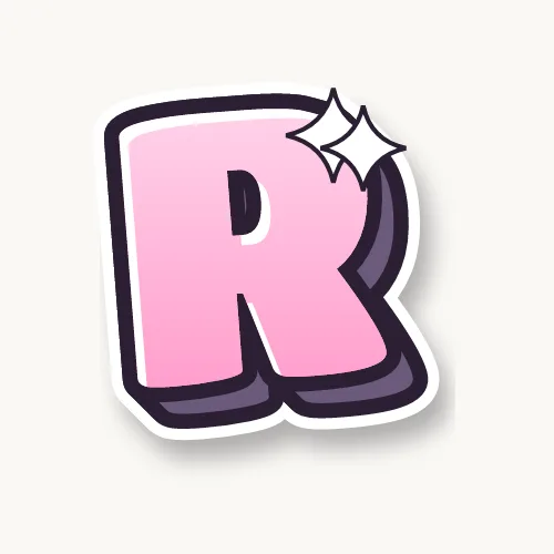 Cute bubble letter R with sparkles