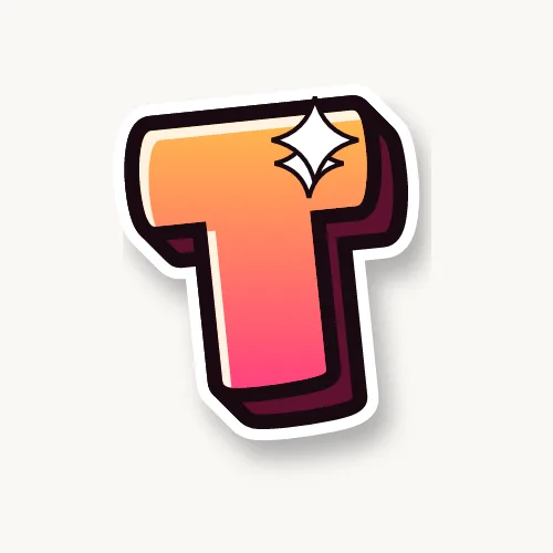 Cute bubble letter T with sparkles