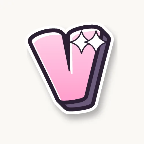 Cute bubble letter V with sparkles