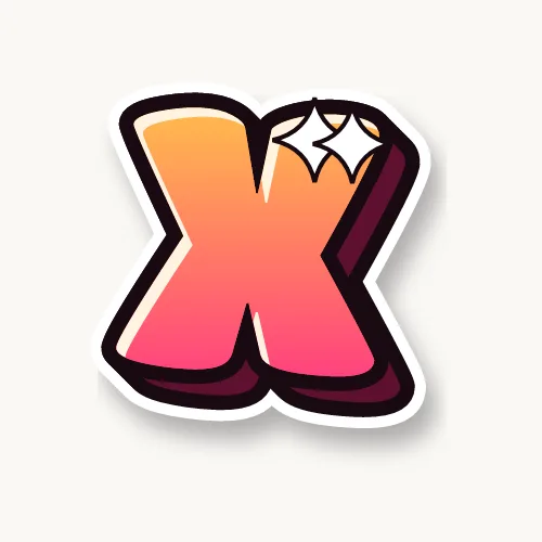 Cute bubble letter X with sparkles