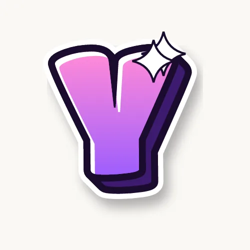 Cute bubble letter Y with sparkles