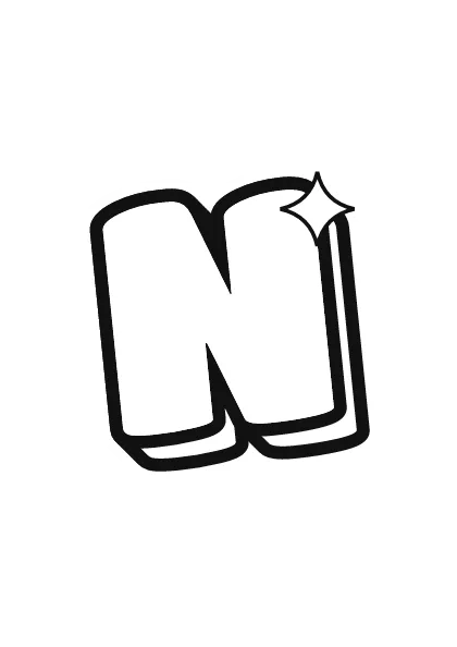 Graffiti letter N coloring page