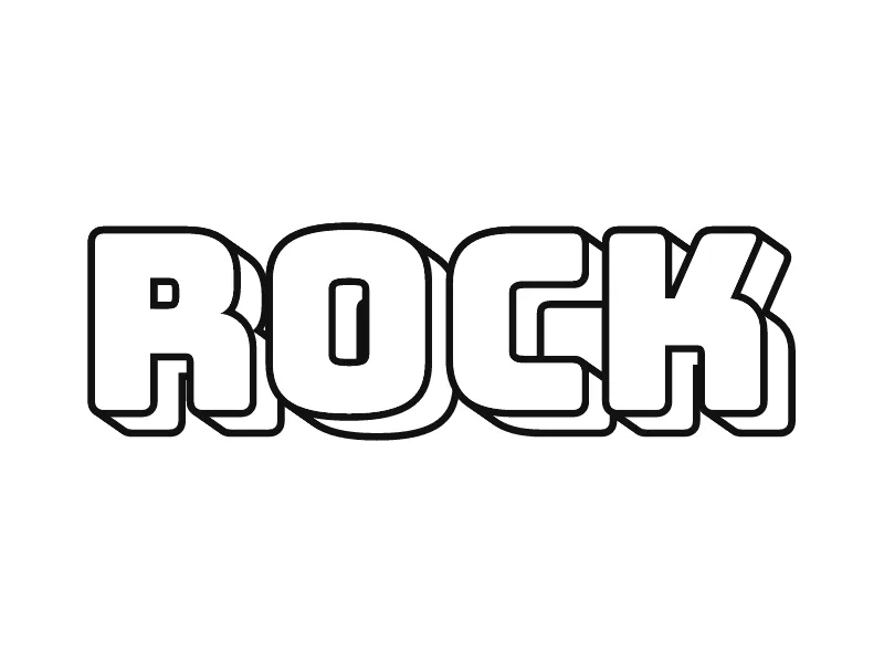 Black-and-white graffiti outline of the word ROCK, the kind of sketch writers trade in blackbooks