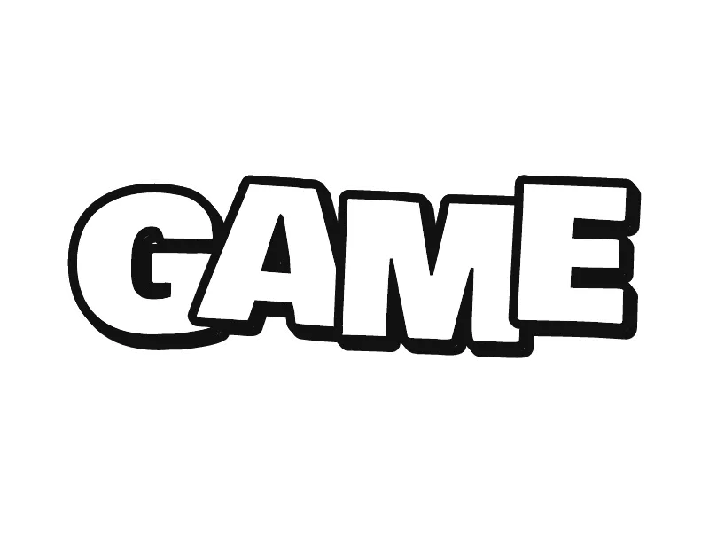 Throw-up graffiti drawing of GAME to color