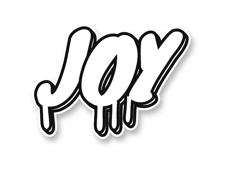 Dripping graffiti drawing of JOY as a coloring outline