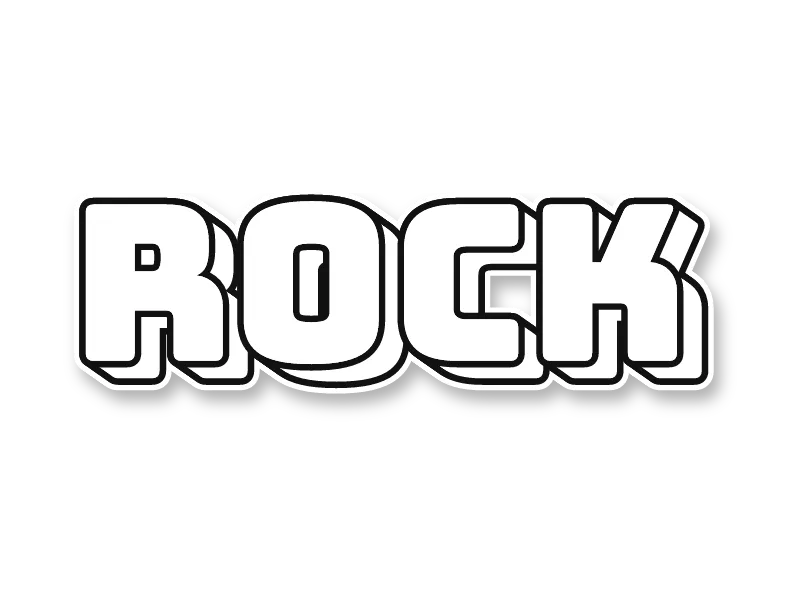 Blockbuster graffiti drawing of ROCK as a coloring page