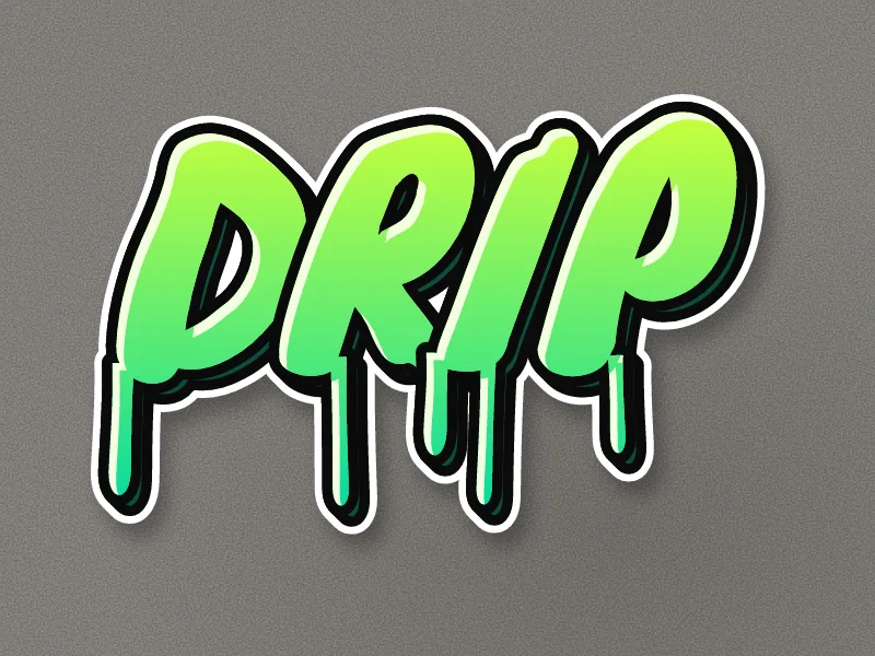 Dripping green graffiti drawing of DRIP on concrete