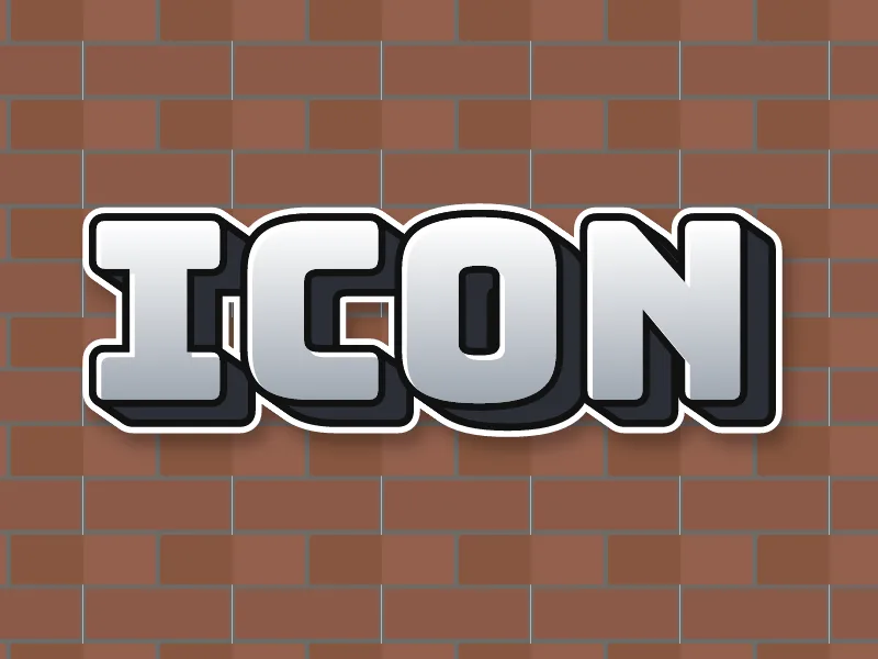 Chrome blockbuster graffiti drawing of ICON on brick