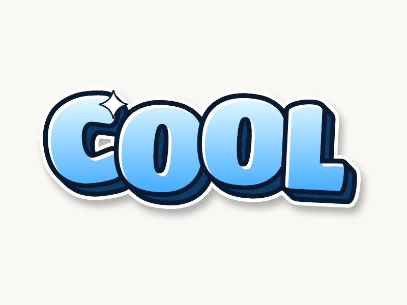 Easy graffiti drawing of COOL in icy blue bubble letters