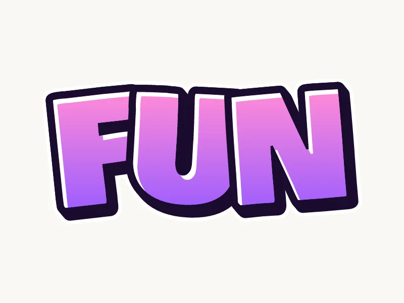 Easy throw-up drawing of FUN with pink fill and black outline