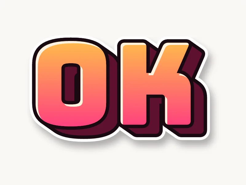 Blockbuster graffiti drawing of OK in orange and pink