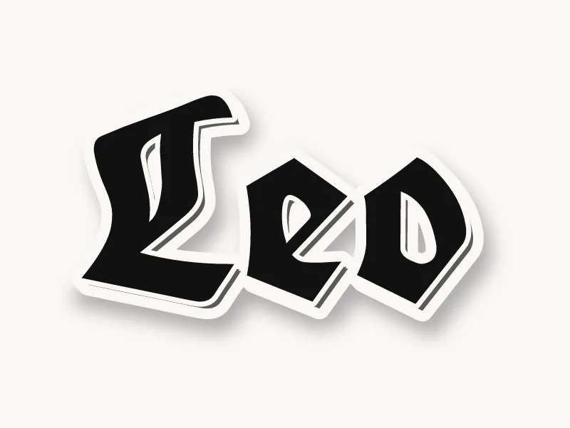 The name Leo in Old English graffiti lettering