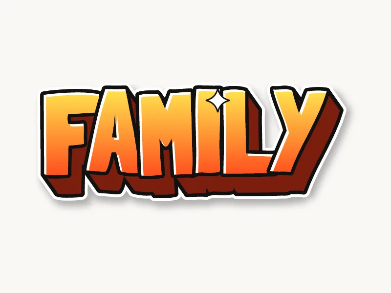 Graffiti drawing of FAMILY in 3D letters