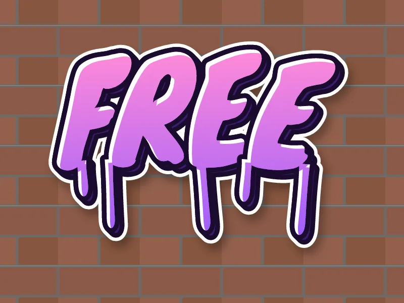Dripping pink graffiti of FREE on brick