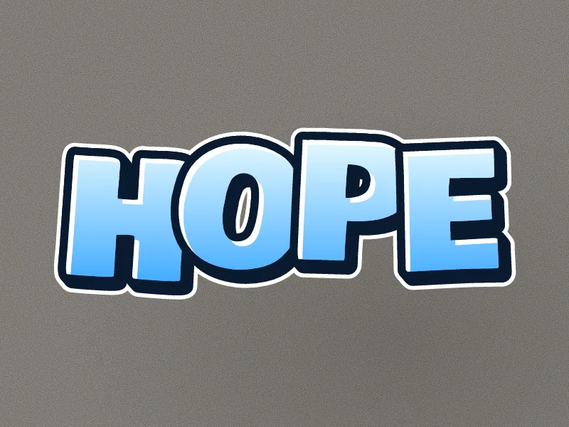 Graffiti throw-up of HOPE in light blue