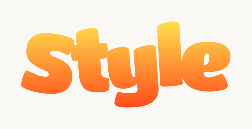 Step 3: bubble letters filled with a yellow to orange fade