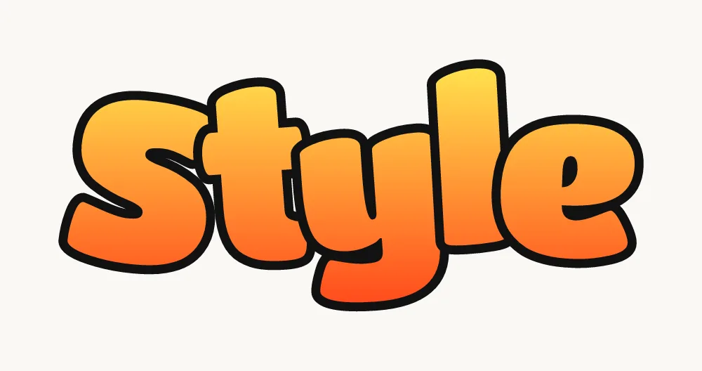 Step 4: thick black outline around the filled bubble letters