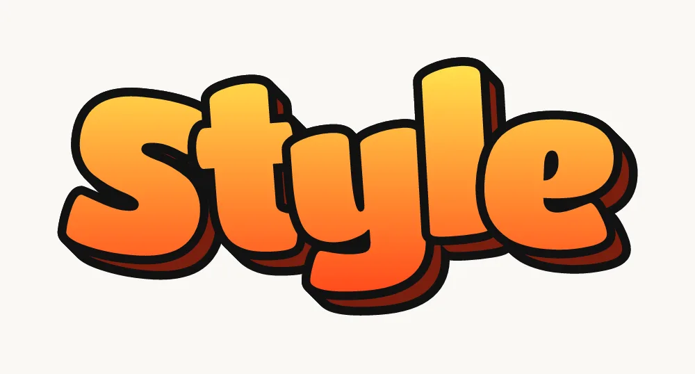 Step 5: a dark 3D block added behind the bubble letters